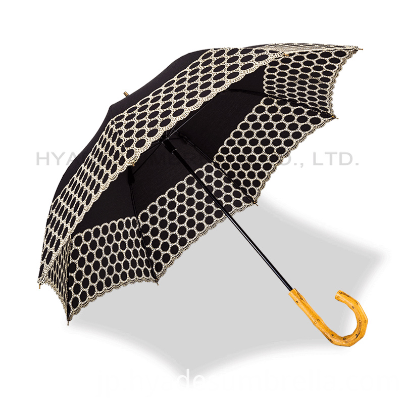 レディース刺繍マニュアルオープンストレートファッション傘 Ladies Embroidery Manual Open Straight Fashion Umbrella